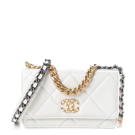 chanel 19 wallet on chain white|Chanel wallet purse with chain.